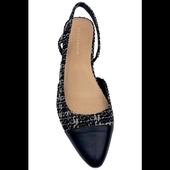 BCBGeneration Women's Tillie Slingback Heeled Black/White Boucle - Medium - Picture 2 of 3
